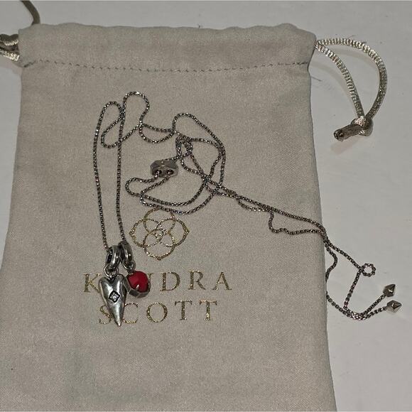 Kendra Scott Silver Necklace with Red Heart Charm Pendant - Picture 6 of 7